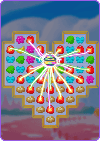Game screenshot showing match-3 gameplay